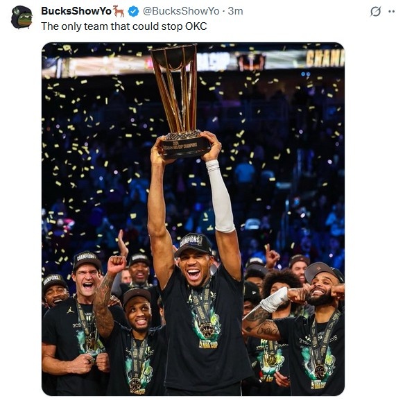 NBA杯冠軍??雄鹿自媒體：我們是唯一能阻止雷霆奪冠的球隊
