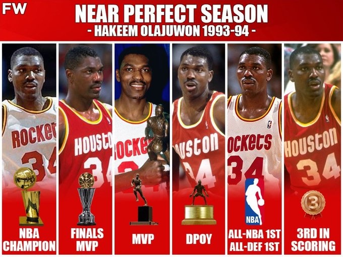 歷史單季最強表現(xiàn)？美媒曬大夢93-94賽季各種斬獲：FMVP&MVP&DPOY