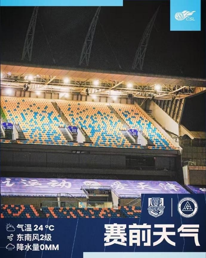 今日天津天氣涼爽宜人，前往客場的球迷朋友可輕裝出行