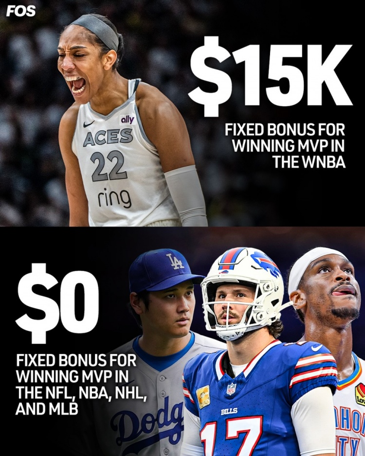 WNBA拿到MVP獎金1.5萬美金！而北美四大聯(lián)盟都無聯(lián)盟獎金